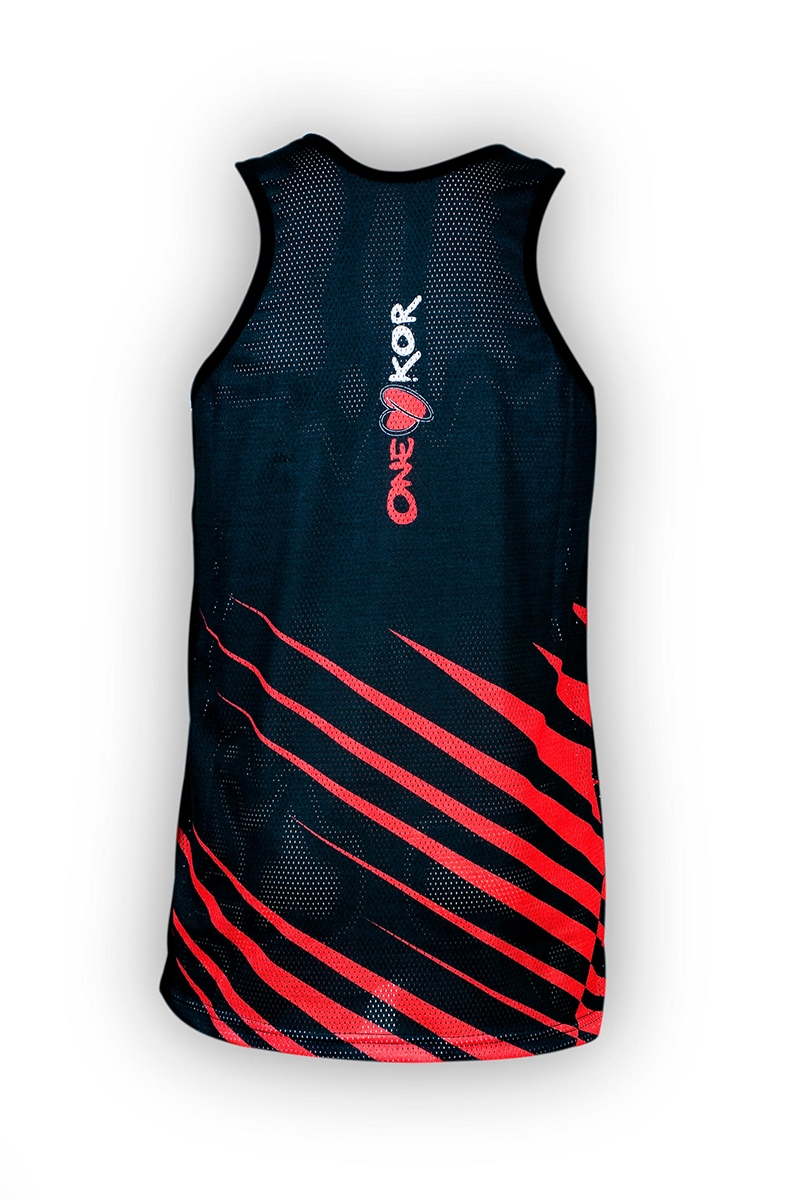 ONEKOR - Black tight tank top with red line