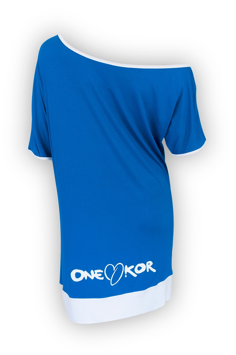 ONEKOR - T-shirt blu royale con cuore grande