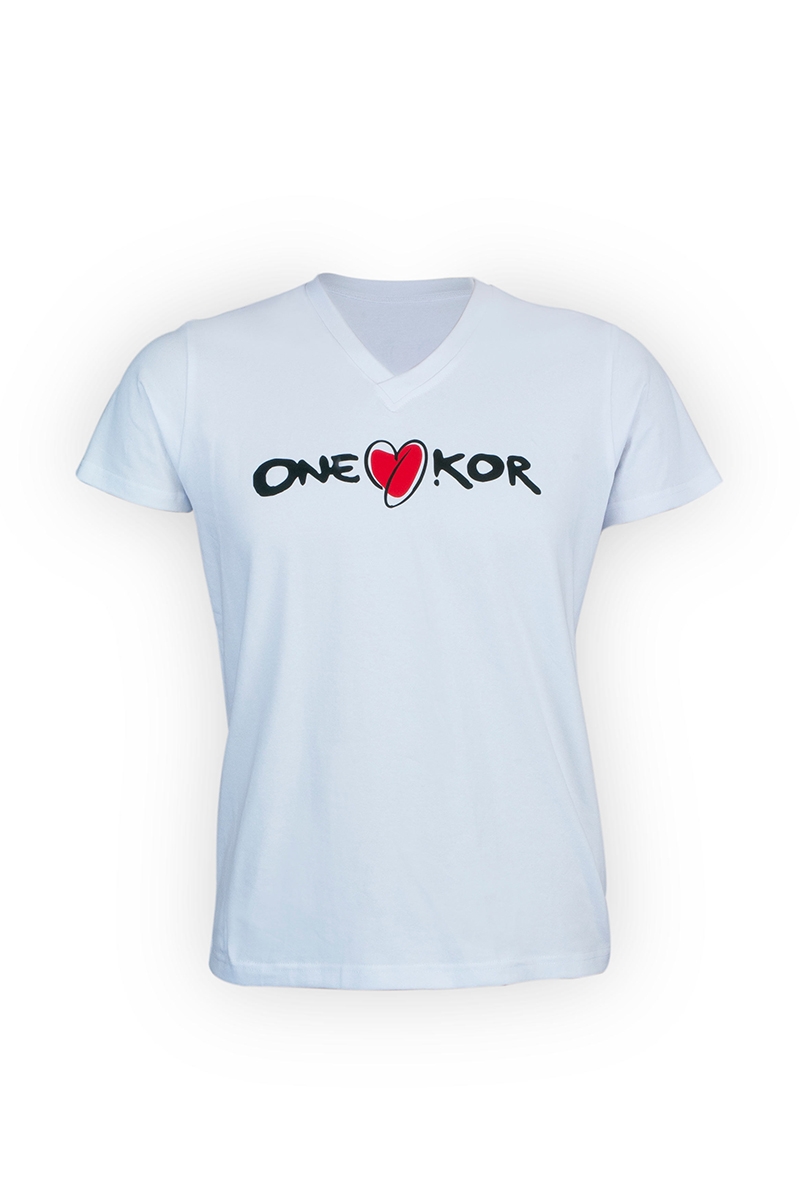 ONEKOR - T-shirt white shoulded to V